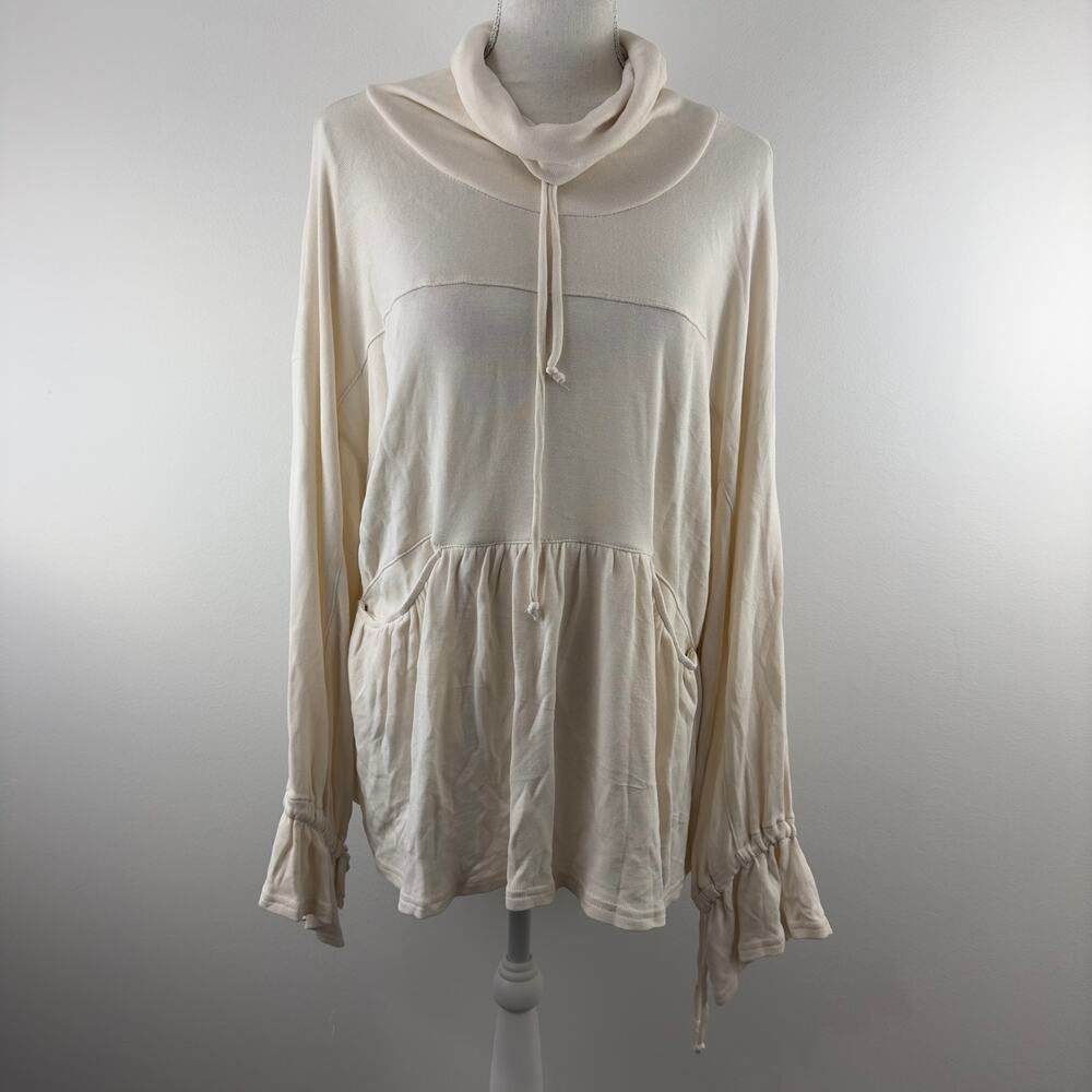 Free People Movement oversized cowl neck long sleeve beige top‎